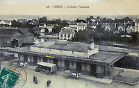 La gare vers 1920. Noter au fond le dépôt du tramway de St Germain